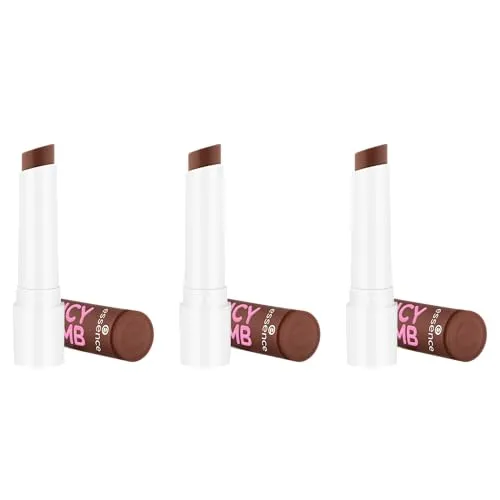 Essence Lippenbalsam JUICY BOMB glossy butter balm, 3-tlg., Schmelzende Textur mit schokoladigem Duft für glänzende Lippen!