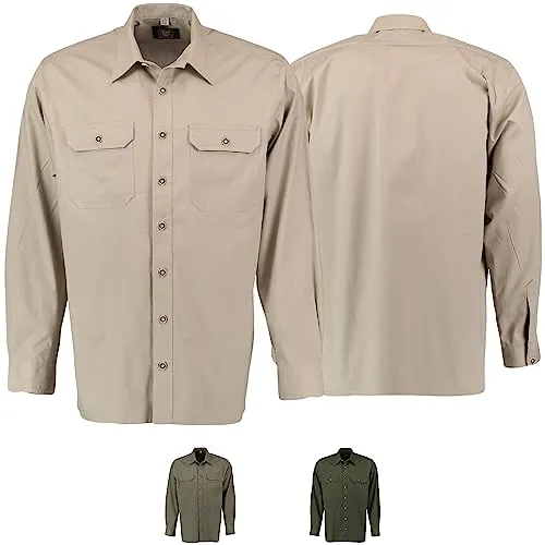 German Wear Jagdhemd Langarm Hemd für Jäger in Oliv, 6XL - Hochwertiges Jagdhemd aus feiner Baumwolle, weich und angenehm auf der Haut. Mit praktischer Brusttasche und klassischem Hemdkragen, ideal für den Outdoor-Einsatz.