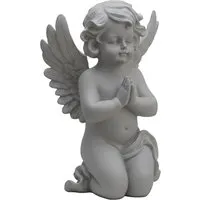 Relaxdays Grabengel aus Kunststoff, grau, 22.5x36x18 cm – Dekorative Engelfigur - Eleganter Grabengel aus wetterfestem Polyresin, ideal für Gräber und Gärten. Die kniende Figur mit gefalteten Händen symbolisiert Liebe und Verbundenheit und ist ein langlebiger Begleiter in der Trauer.