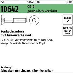 Senkschraube ISO 10642 Innen-6kt M4x 18 8.8 galv.verz. 500 Stück