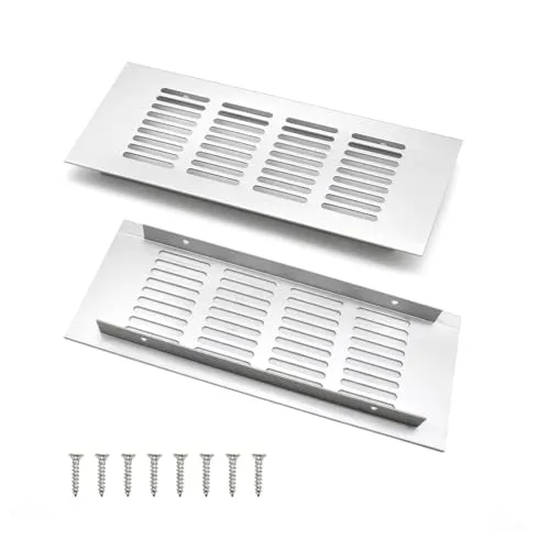 0XBIT 2 Stück Lüftungsgitter, 20 × 8 cm Silber Belüftungsgitter Gitter, Aluminium Lüftungsgitter, Rost und Korrosionsbeständig, für die Belüftung von Schränken und Möbeln