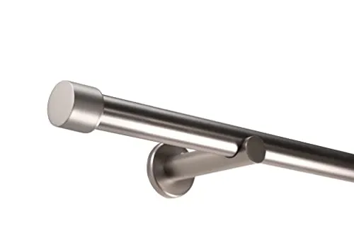 Deco-Raum Gardinenstange auf Maß 25mm - Edelstahl-Optik - Einzelfensterstangen, maßgefertigt bis 450 cm, mit einfacher Montage und elegantem Design für stilvolle Fensterdekoration.
