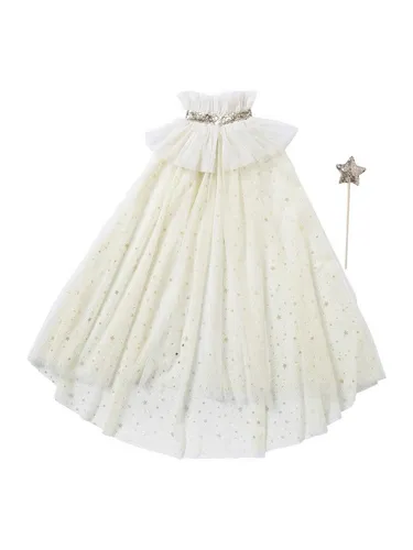 vertbaudet Kostüm Kinder Kostüm mit Glitzer-Umhang und Zauberstab, Glitzer