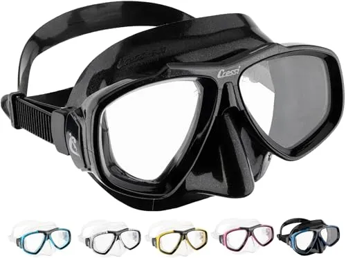 CRESSI Focus Mask Black/Frame Black - Professional Erwachsene Tauchmaske aus High Seal, Optionale Optische Gläser Erhältlich, Schwarz/Schwarz, Einheitsgröße