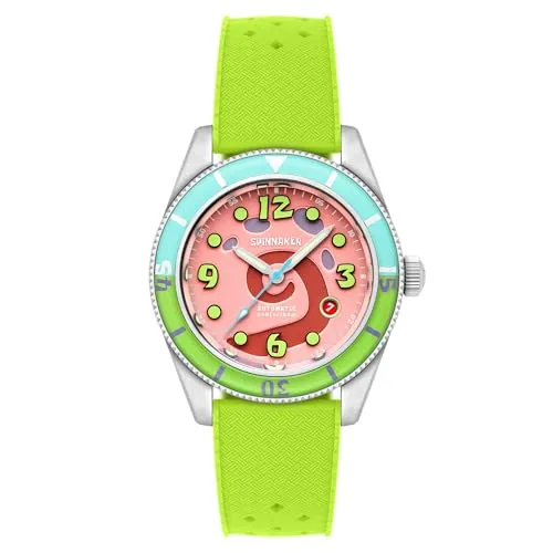 Spinnaker Herren-Armbanduhr 43 mm Fleuss Automatik Spongebob Schwammkopf Conch Street Limited Edition Armbanduhr mit Gummiband SP-5151, Pink Gary, Armband