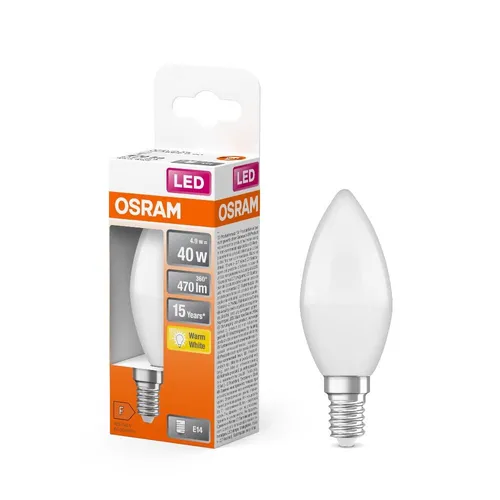 OSRAM E14 LED Kerzenlampe STAR matt 4,9W wie 40W warmweißes Wohnlicht