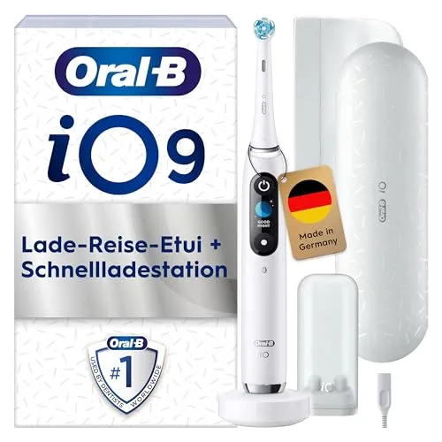 Oral-B iO Series 9 White Alabaster Luxe Edition - Elektrische Zahnbürste - Hochentwickelte elektrische Zahnbürste mit KI-gestützter Putztechnik, 7 Reinigungsmodi und Andruckkontrolle für optimale Mundgesundheit und ein frisches Gefühl wie vom Zahnarzt.