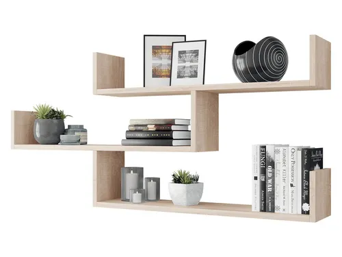 MIRJAN24 Wandregal Trio 003 - Sonoma Eiche mit Haken - Wandregal Trio 003, 119x18x55 cm, ideal für stilvolle Aufbewahrung und praktische Haken zum Aufhängen, perfekt für jeden Raum.