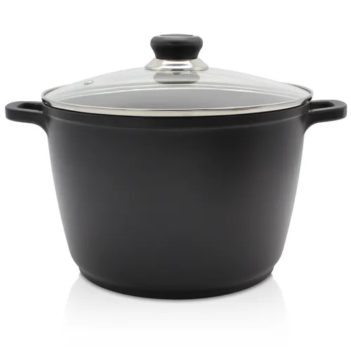 Krüger Universalbräter mit Glasdeckel 24 cm - Töpfe mit 6,3 Litern Volumen, ideal für große Gerichte und perfekt zum langsamen Garen von Fleisch und Gemüse.