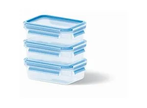 Emsa Frischhaltedosenset Clip & Close 3-teilig - Aufbewahrung & Transport - Auslaufsichere, lebensmittelechte Dosen mit 0,55 L Fassungsvermögen, ideal für die frische Aufbewahrung von Lebensmitteln.