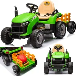 Kinder Traktor Schlepper Bulldog mit Anhänger Kinderauto mit Fernbedienung Tractor Kinder Elektroauto Grün - Grün