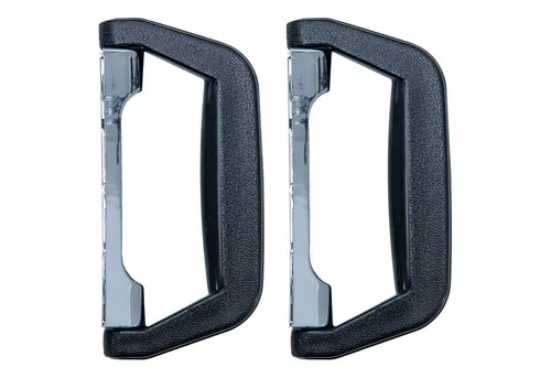 HMF Möbelgriff Ersatz Koffergriff, Tragegriff aus Kunststoff (2 Stück, Set), klappbarer Kistengriff 14 x 7 cm, Schwarz