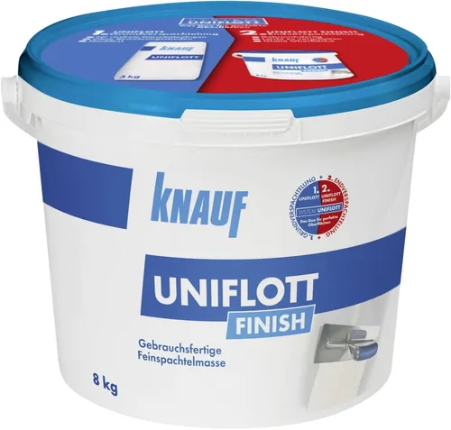 Knauf Uniflott Finish Spachtelmasse 8 kg - Spachtelmassen, hochwertige Fertigspachtel für glatte Oberflächen und einfache Verarbeitung, ideal für Innenräume.