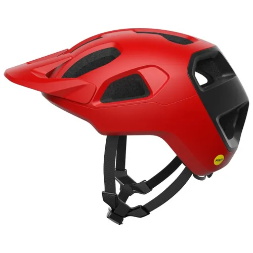 POC Cularis Trail-Helm in prismane red matt/uranium black matt (M/55-58) - Fahrradhelm für Mountainbiker mit leichtem Design, optimierter Belüftung und Breakaway-Helmschirm für maximalen Schutz und Komfort auf jedem Trail.
