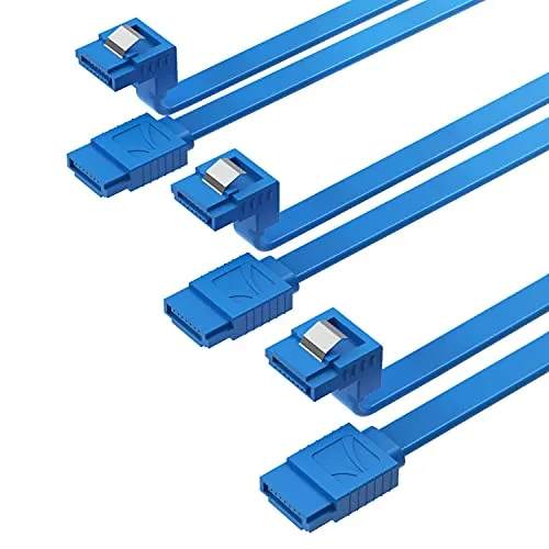 SABRENT SATA III Kabel (3 Stück), HDD SDD L-Type Stecker Datenkabel 6Gbps 51cm, mit Metall Clip Verriegelungsriegel (CB-SRB3)