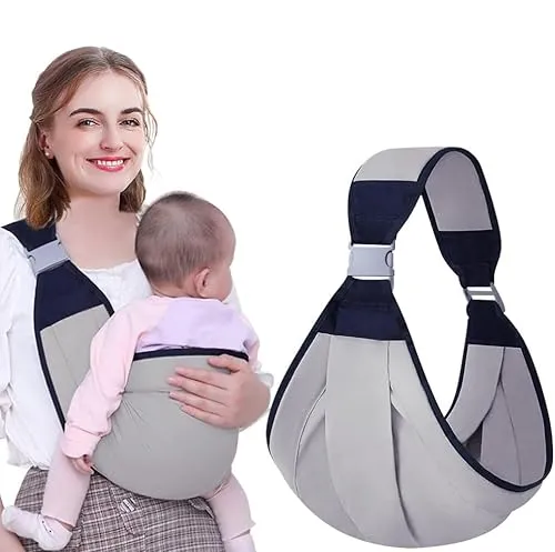 Baby-Tragetuch, tragbar, für Kleinkinder, rutschfest, weich, mit verstellbarem Schultergurt, geeignet für Babys von 0 bis 36 Monaten (Grau)