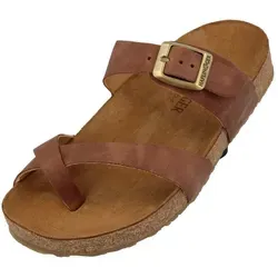 Haflinger Bio Juno Sommer Sandale Unisex - Hausschuh in Braun, Größe 43 EU - Wanderschuhe mit echtem Leder und Kork-Latex-Fußbett für optimalen Komfort, ideal für entspannte Sommertage.