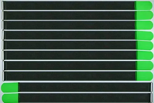 10x 80 cm x 50 mm FUK wiederverschleßbare Klett-Kabelbinder NEON GRÜN mit Metall-Öse - Kabel-Klettband 800 mm wiederverwendbar