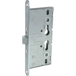 BMH 1759.000008 Fluchttürschloss Türschloss DM65 PZ72 universal, 1-flügelig Stulp 24 mm mit Rosettenlöcher, Edelstahl 1759, Silber