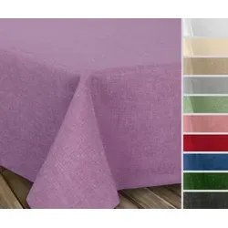Beautex Tischdecke Fleckenabweisende bügelfreie Tischdecke mit Lotuseffekt, Leinenoptik (1-tlg) lila Rund | 140 cm x 140 cm
