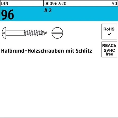 200er PACK(Stk)  000096920000030010 Holzschraube DIN 96 Halbrundkopf Schlitz 3 x