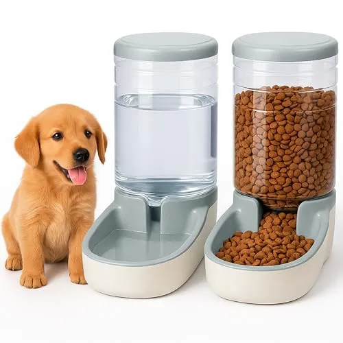 Edipets, Automatischer Futterspender Katze, Hunde, 2 Einheiten, 3.8L, Futter- und Wasserspender für Haustiere (Grau)