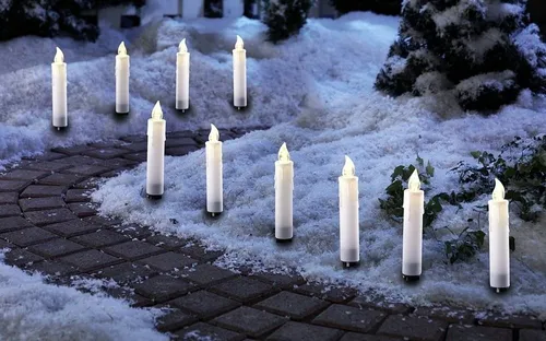 Solar Lichterkette Kerzen 10 tlg. – Eleganter Lichtakzent - Funkelnde Solar Lichterkette mit 10 edlen Stabkerzen für stimmungsvolle Beleuchtung im Garten oder auf der Terrasse. Inklusive Solarmodul und wahlweise warmweißen oder Farbwechsel-LEDs.