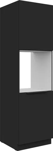 Küchen Hochschrank 60 cm SIENA Schwarz in schwarz von Küchenpreis-Bombe