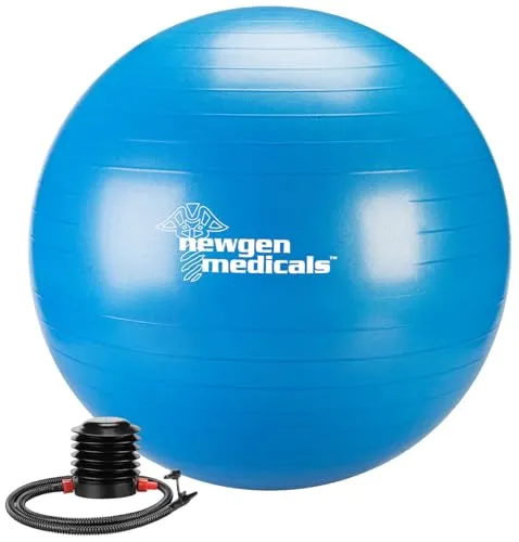 newgen medicals Pilatesball: Sitz- und Gymnastikball, auch für Yoga, Anti-Platzen, Ø 75 cm, blau (Fitnessbälle für Yoga und Pilates, Sitzbälle für Büros und Zuhause, Stuhl)
