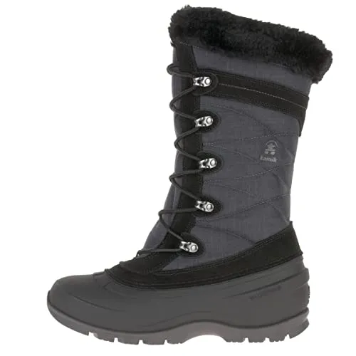 Kamik Women's Snovalley 4 - Robuste Winterschuhe in Schwarz/Grau, Größe 37 - Wanderschuhe für Damen, isolierend und wasserdicht mit praktischer Schnellschnürung - ideal für Outdooraktivitäten in der kalten Jahreszeit.