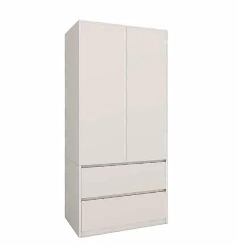 BDW - Kleiderschrank mit Schubladen - Schrank 90 cm breit, 181 cm hoch, 51 cm tief - Flurschrank 2 türig, mit Kleiderstange und Einlegeböden - für Schlafzimmer, Kinder, Flur - Kaschmir