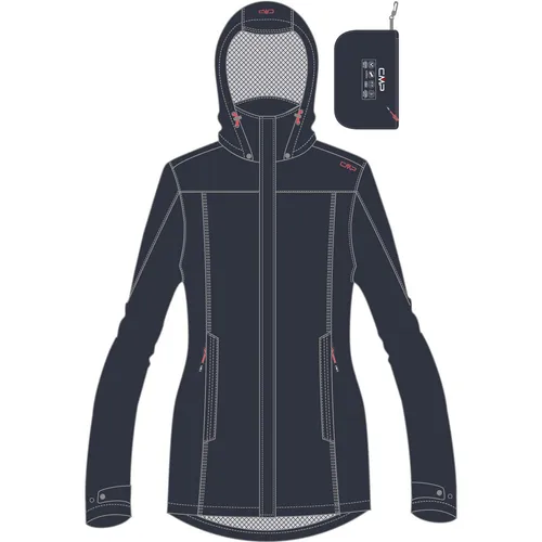 CMP Damenjacke mit Kapuze und Druckknöpfen, Anthrazit, XXXL - Hardshelljacke mit Clima Protect Technologie, bietet optimalen Regenschutz (WP 10.000) und Atmungsaktivität (MVP 4.000). Faltbar und ideal für unterwegs, mit praktischer Tasche.