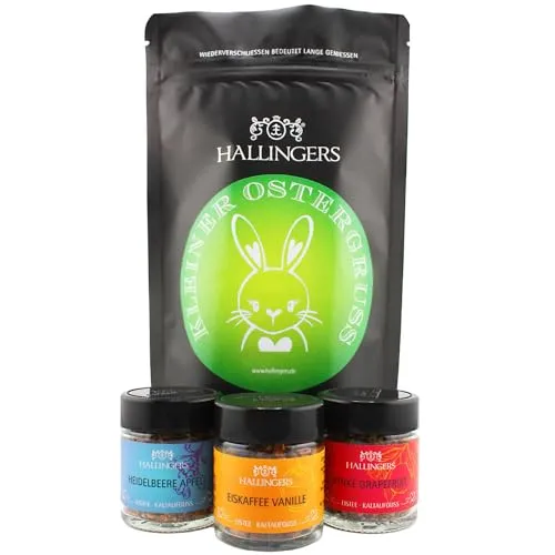 Hallingers Genuss Manufaktur Geschenkkorb Geschenkset Ostern – Feinkost Mix mit Coldbrew Eistees im Schraubglas, edle Wundertüte, hochwertiges Osterkörbchen Geschenk,