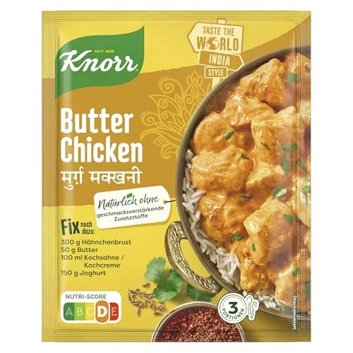 Knorr Taste The World Butter Chicken Fix, cremiges Curry für Hähnchen 3 Portionen