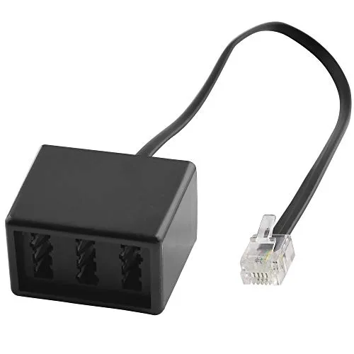 BestPlug 20cm Telefon Fax Kabel Adapter Verteiler Splitter Weiche Verbindungsstück, RJ11 Stecker auf 1 TAE-F Buchse und 2 TAE-N Buchse, Schwarz
