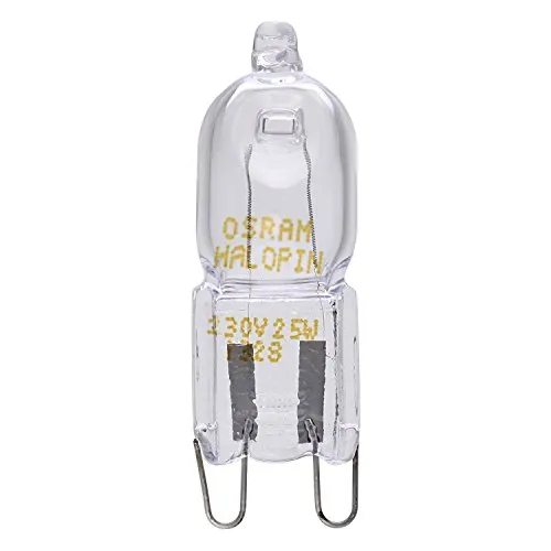 Osram Halopin, Backofen-Lampe 230/240 V, 25 W, G9 Halogen, Stiftform, für Öfen und Mikrowellen, geeignet für hohe Temperaturen, benutzt von Bosch, Neff, Siemens, Delonghi, Ocean, Fagor, 2 Stück