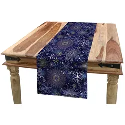 ABAKUHAUS Dunkelblau Tischläufer mit Schneeflocken - Tischläufer 40 x 300 cm, maschinenwaschbar und langlebig, ideal für festliche Anlässe und eine stilvolle Tischgestaltung.
