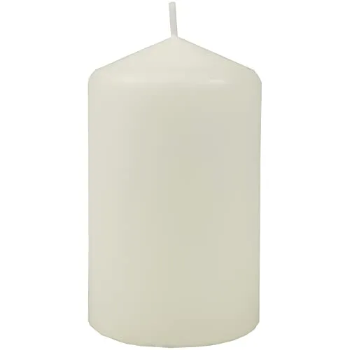 HS Candle Wachskerzen Elfenbein Stumpenkerzen Ø6cm x 10cm - Kerze in vielen Farben, Lange Brenndauer - Hergestellt in EU - Kerzen Blockkerzen - Wachs