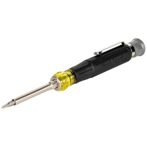 Klein Tools 32600P Mini-Präzisions-Schraubendreher mit Taschenclip, 13-in-1 magnetischer Allzweck-Treiber mit Steckschlüsseln, Kreuzschlitz, Schlitz und Torx-Spitzen