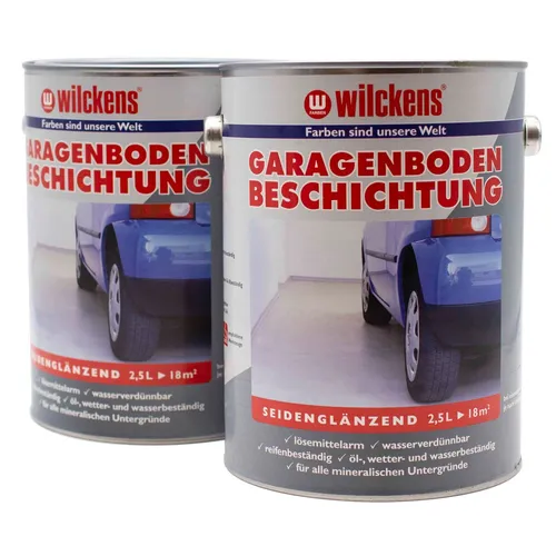 Wilckens Garagenbodenbeschichtung Beton silbergrau 2,5 L - Innen- & Außenfarben, ideale Versiegelung für Garagenböden mit UV- und Witterungsbeständigkeit für langlebigen Schutz.