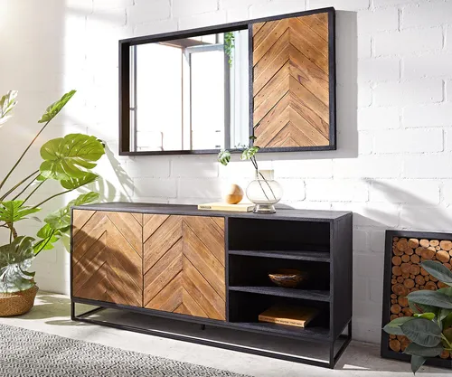 DELIFE Sideboard Famke 145 cm aus Mango Teak mit 2 Türen