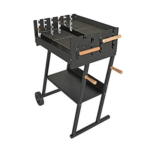 LANDMANN Holzkohlegrill Grillchef Wagon 61 x 45 cm - Grills für bis zu 10 Personen, mit höhenverstellbarem zweiteiligem Grillrost für gleichzeitiges Grillen von Fleisch und Gemüse, ideal für Gartenpartys.