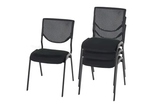 PROREGAL® Besucherstuhl 4x Besucherstuhl 83x49x58cm Stoff Schwarz Konferenzstuhl stapelbar (4 St), stapelbar, schlicht und einfach