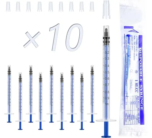 Stück 1ml Spritzen mit Sicherheitsverschluss, Einwegspritze ohne Nadel | für präzise Flüssigkeitsmessungen, Lagerung, Experimente, für Kleintierfütterung, Kolostrum Spritze 10