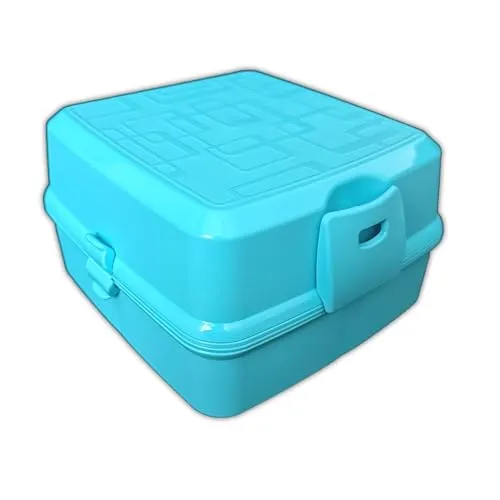 HAC24 Brot- und Lunchbox mit 4 Fächern Vesperdose 1400ml Brotdose Inkl. Gabel & Löffel Snackbox Vorratsbox Brotbüchse Kunststoff (hellblau)