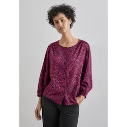 Hemdbluse STREET ONE, Damen, Gr. 36, pink (infernal pink), Stoff, 100% Viskose, bedruckt, normal normal, Rundhals, Bündchen, Blusen Hemdbluse, mit Knopfleiste