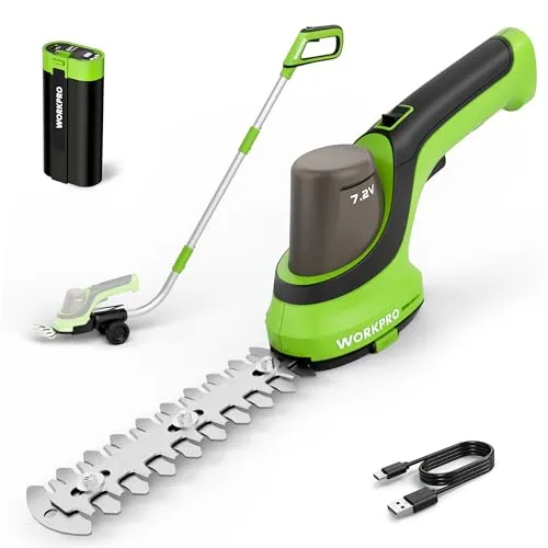 WORKPRO Akku Gartenschere 7,2V mit Teleskopstiel und 2000 mAh Akku