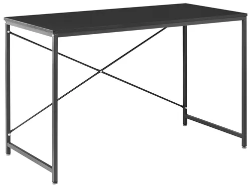 Schreibtisch schwarz rechteckig 120x60 cm MDF-Tischplatte mit Metallgestell Anda