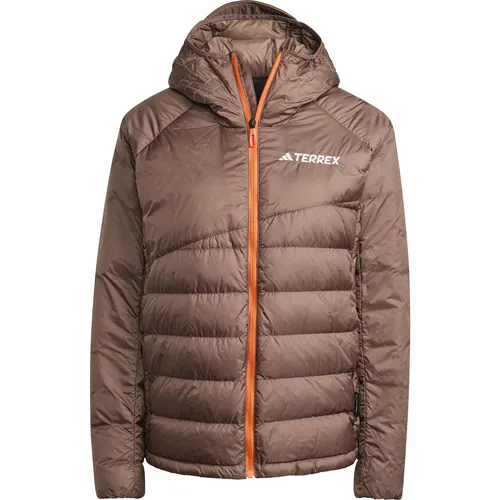 adidas Terrex Xperior Climawarm+ Down Hooded Jacket in braun von adidas