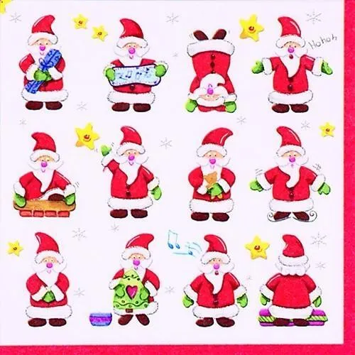 Servietten Weihnachtsmänner Funny Santas Tischdeko Weihnachten lustig 33x33cm 20